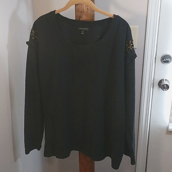Lane Bryant Black Long Lined Modest Womens Beaded Long Sleeves Blouse Size 22/24 - Picture 3 of 8